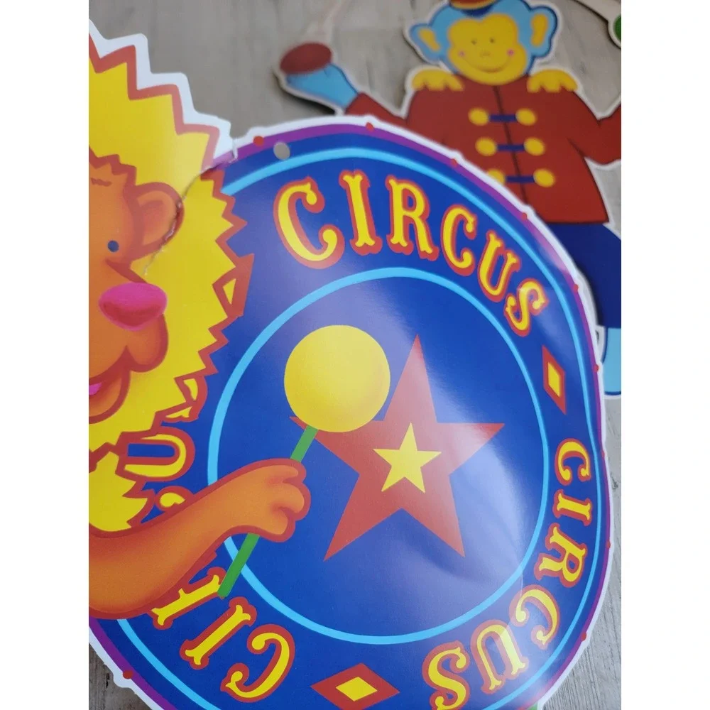 Vintage Bristle circus paper large hanging seal monkey lion elephant set